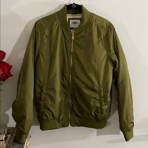 Green Polyester Bomber Jacket